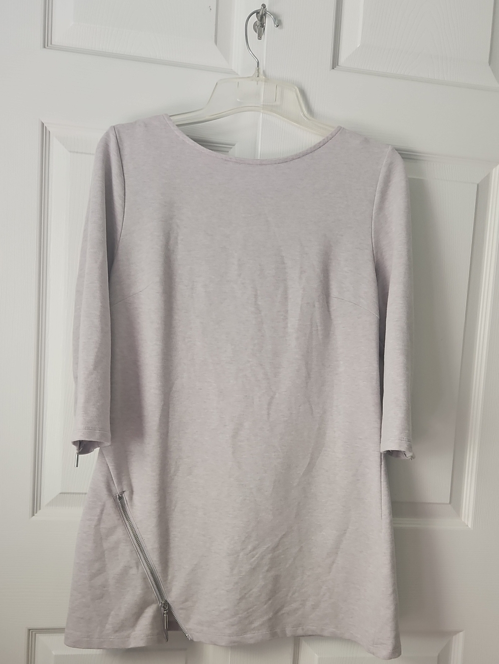 H by Halston Gray Asymmetrical Zip Moto Tunic Sweatshirt M